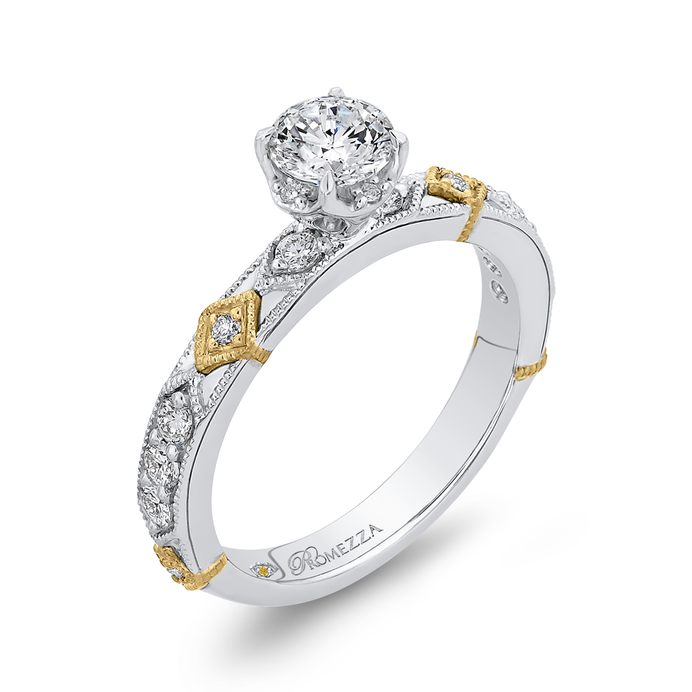 Diamond Engagement Ring in 14K Two Tone Gold