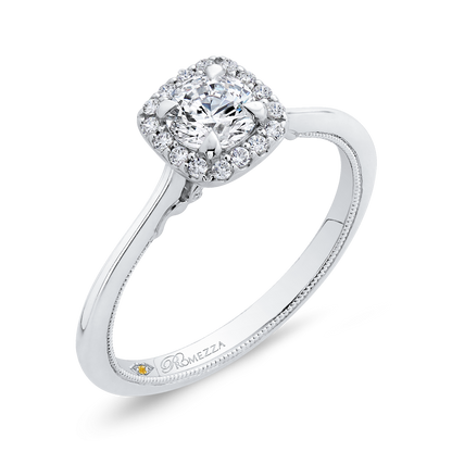 Round Diamond Halo Engagement Ring in 14K White Gold