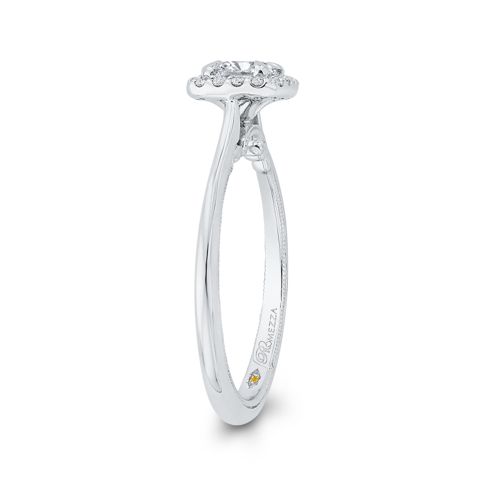 Round Diamond Halo Engagement Ring in 14K White Gold