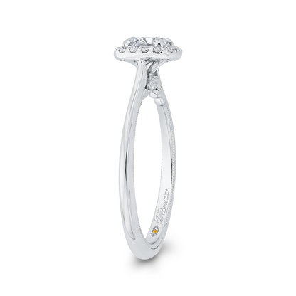 Round Diamond Halo Engagement Ring in 14K White Gold