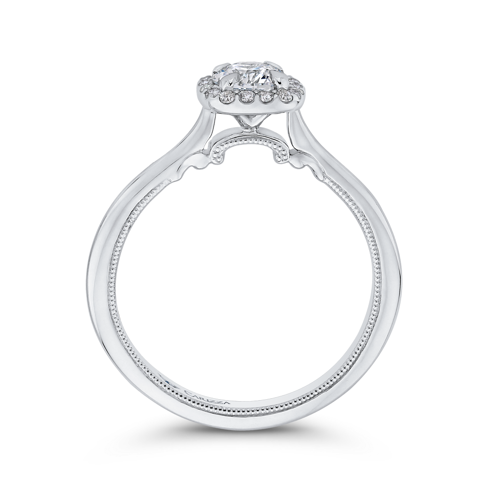 Round Diamond Halo Engagement Ring in 14K White Gold