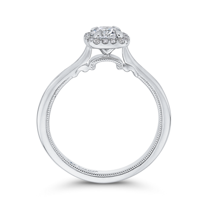 Round Diamond Halo Engagement Ring in 14K White Gold