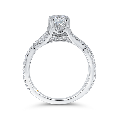 Round Diamond Criss-Cross Engagement Ring in 14K White Gold