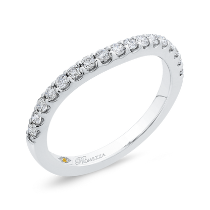 Round Diamond Half-Eternity Wedding Band in 14K White Gold