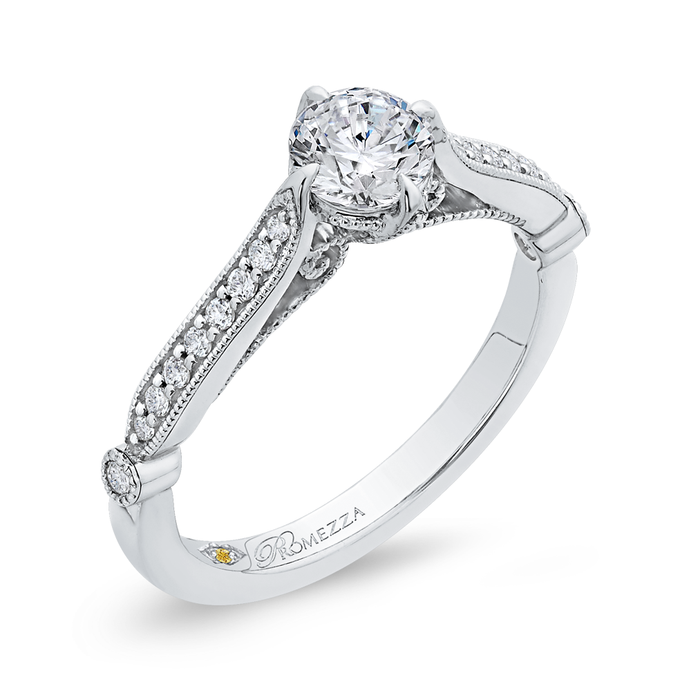 Round Diamond Engagement Ring in 14K White Gold