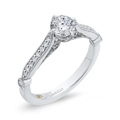 Round Diamond Engagement Ring in 14K White Gold