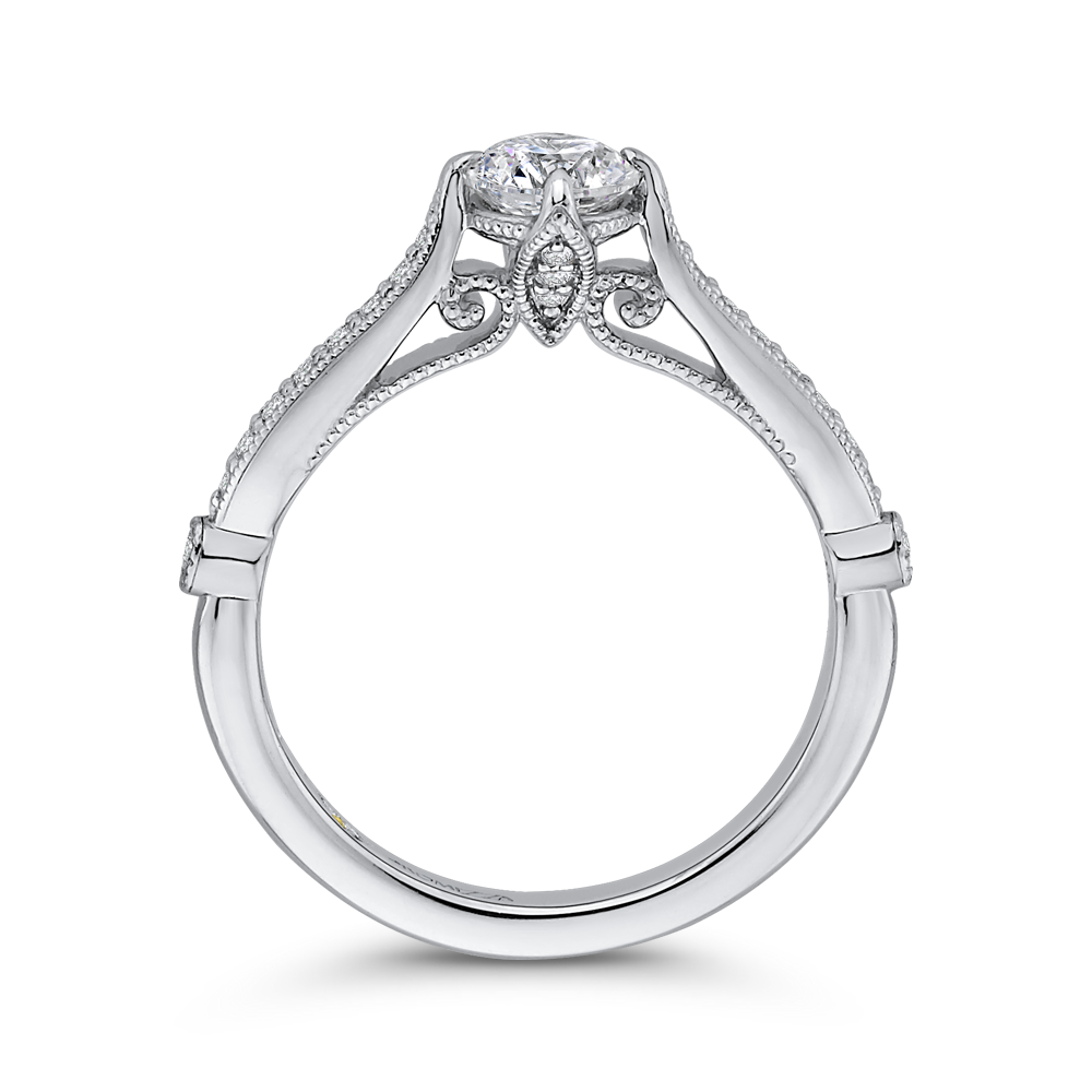 Round Diamond Engagement Ring in 14K White Gold