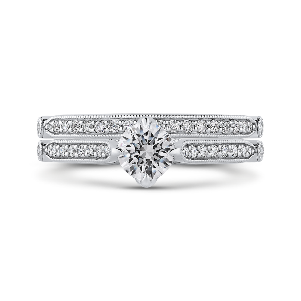 Round Diamond Engagement Ring in 14K White Gold