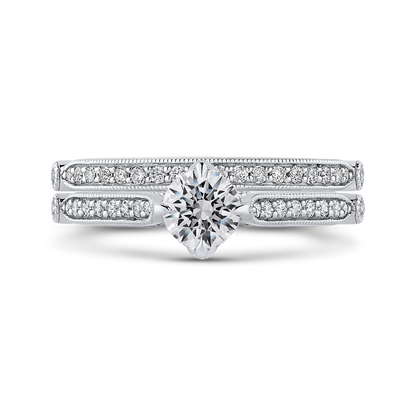 Round Diamond Engagement Ring in 14K White Gold