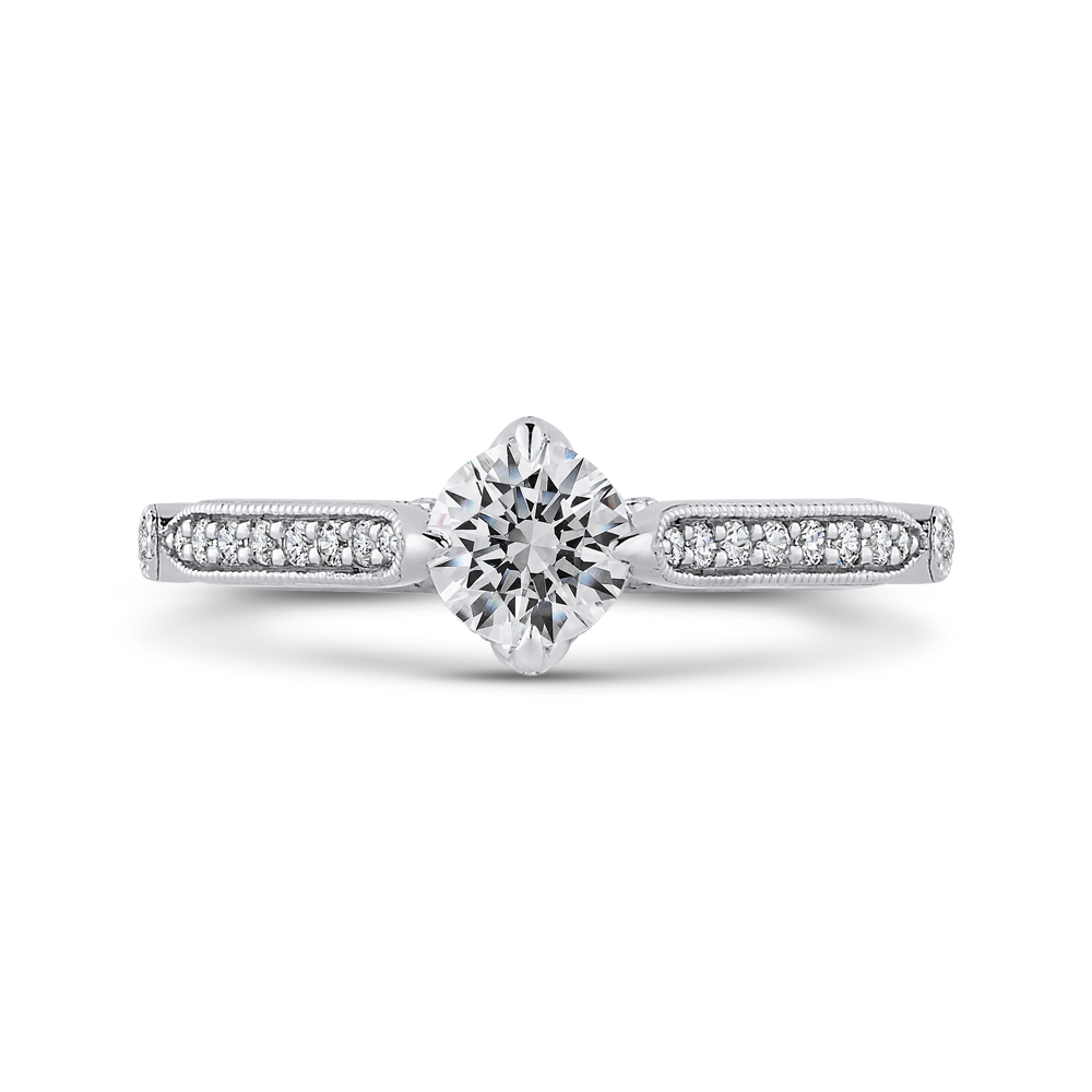 Round Diamond Engagement Ring in 14K White Gold