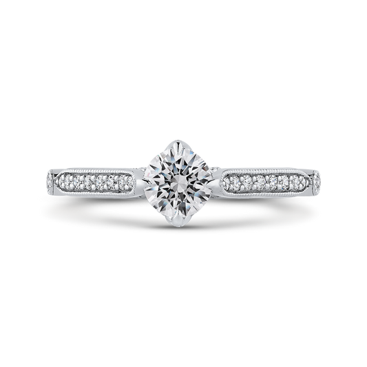 Round Diamond Engagement Ring in 14K White Gold