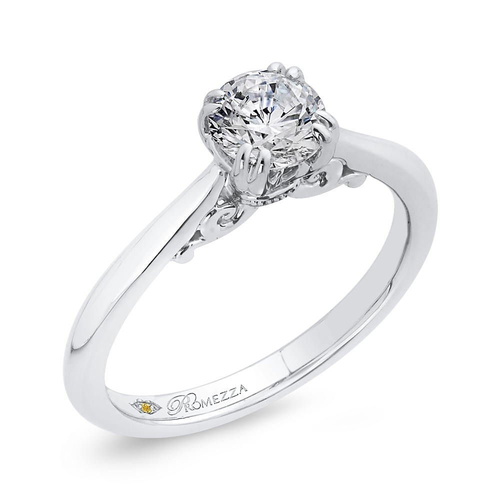 Solitaire Diamond Cathedral Style Solitaire Engagement in 14K White Gold