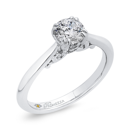 Solitaire Diamond Cathedral Style Solitaire Engagement in 14K White Gold