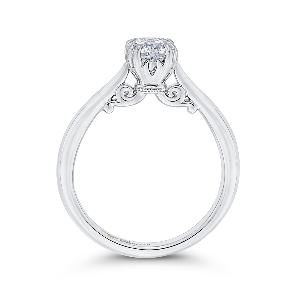 Solitaire Diamond Cathedral Style Solitaire Engagement in 14K White Gold