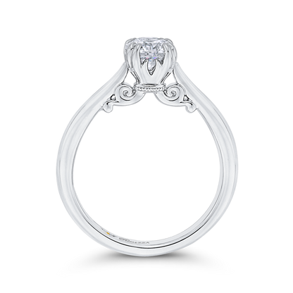 Solitaire Diamond Cathedral Style Solitaire Engagement in 14K White Gold