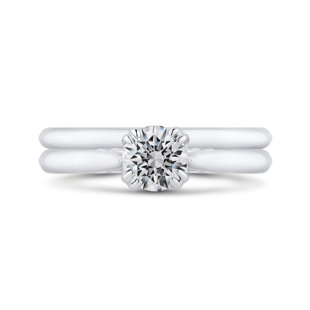 Solitaire Diamond Cathedral Style Solitaire Engagement in 14K White Gold