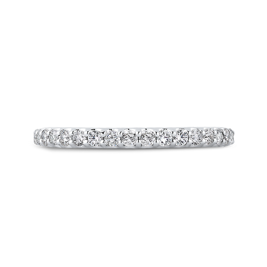 Round Diamond Half-Eternity Wedding Band in 14K White Gold