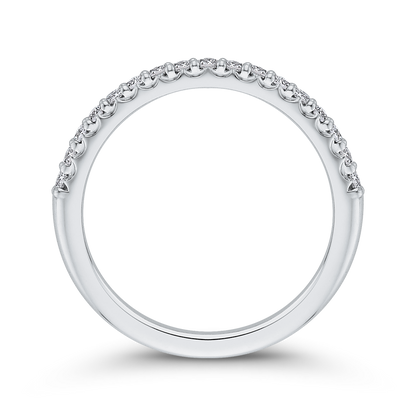 Round Diamond Half-Eternity Wedding Band in 14K White Gold