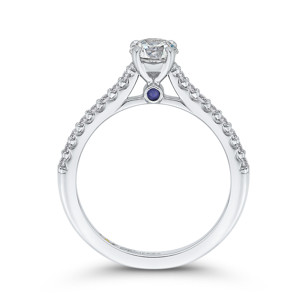 Round Diamond Cathedral Style Engagement Ring in 14K White Gold