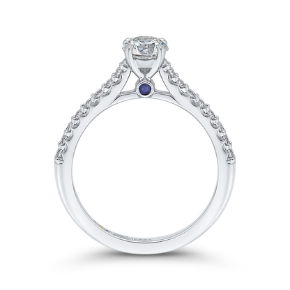 Round Diamond Cathedral Style Engagement Ring in 14K White Gold