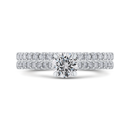 Round Diamond Cathedral Style Engagement Ring in 14K White Gold