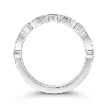Round Diamond Half-Eternity Wedding Band in 14K White Gold