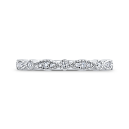 Round Diamond Half-Eternity Wedding Band in 14K White Gold