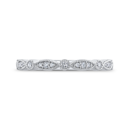 Round Diamond Half-Eternity Wedding Band in 14K White Gold