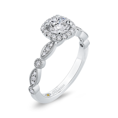 Round Diamond Halo Engagement Ring in 14K White Gold