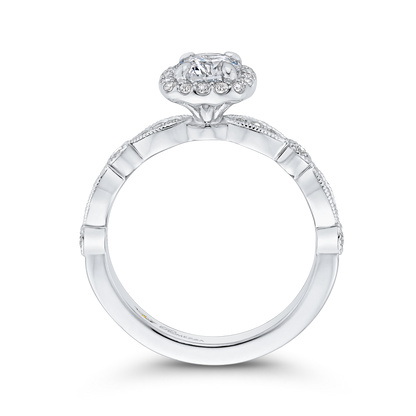 Round Diamond Halo Engagement Ring in 14K White Gold