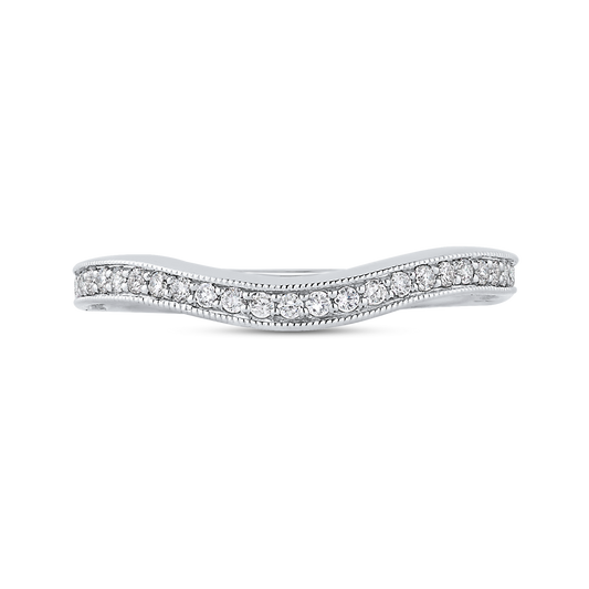 Round Diamond Half-Eternity Wedding Band in 14K White Gold
