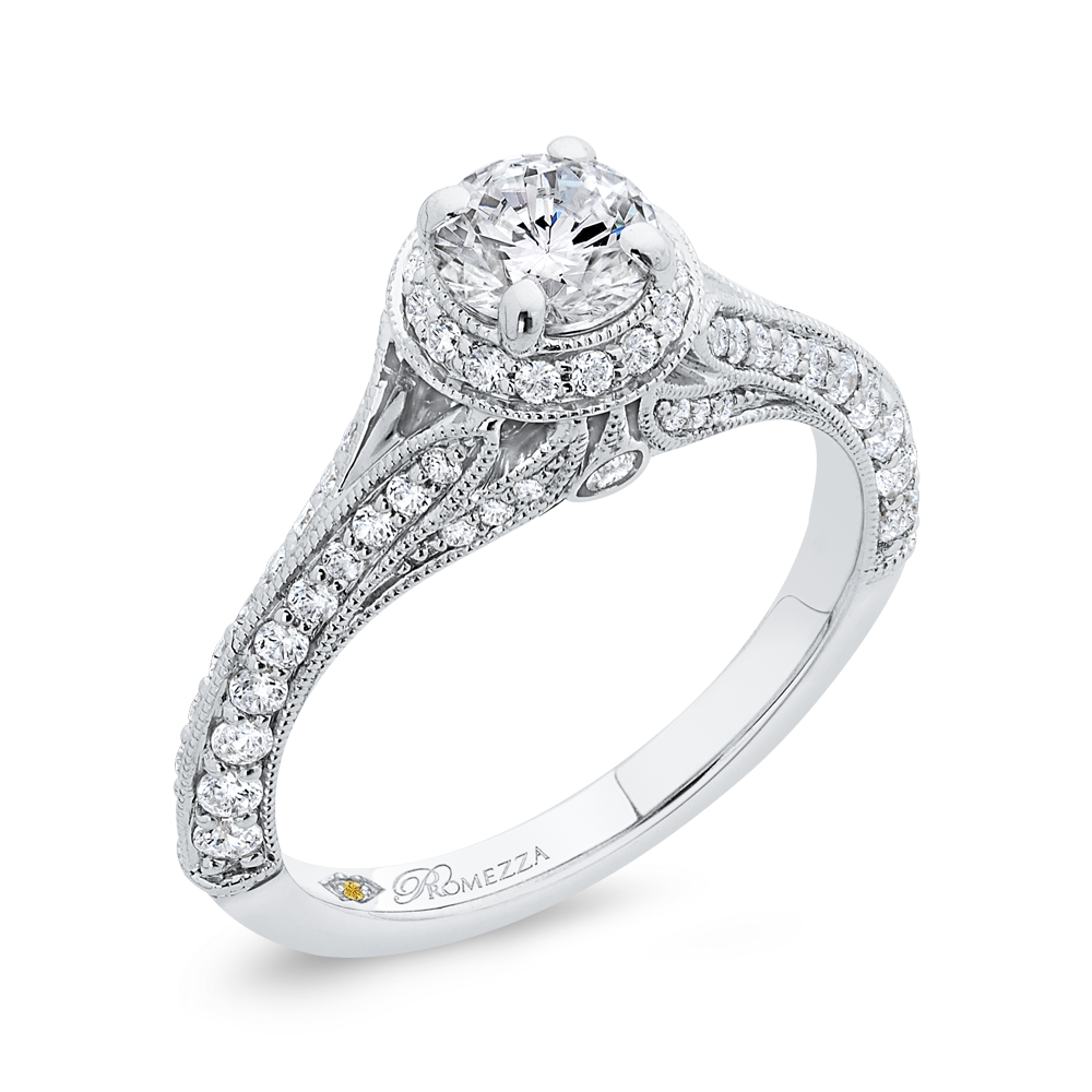 Diamond Vintage Engagement Ring in 14K White Gold