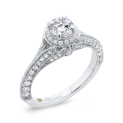 Diamond Vintage Engagement Ring in 14K White Gold