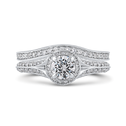 Diamond Vintage Engagement Ring in 14K White Gold