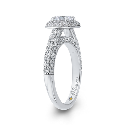 Round Diamond Double Halo Engagement Ring in 14K White Gold