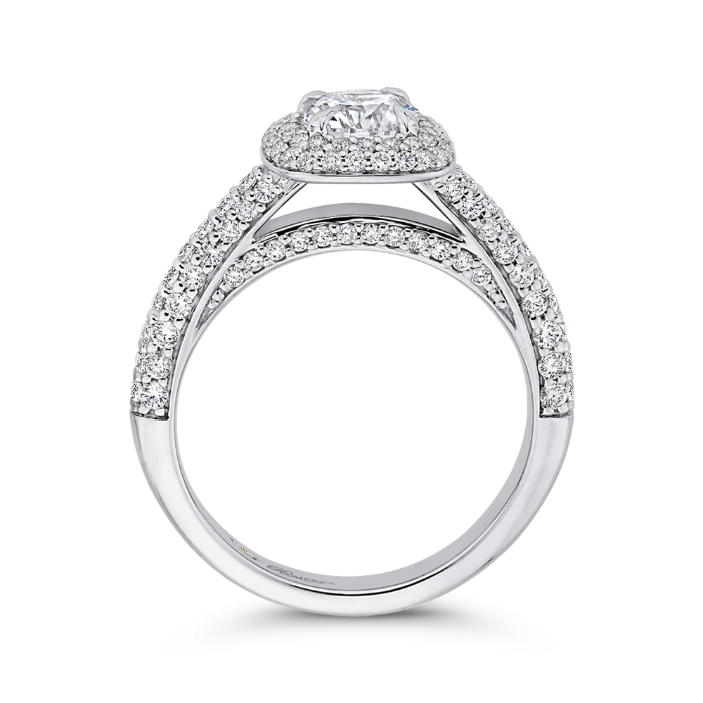 Round Diamond Double Halo Engagement Ring in 14K White Gold