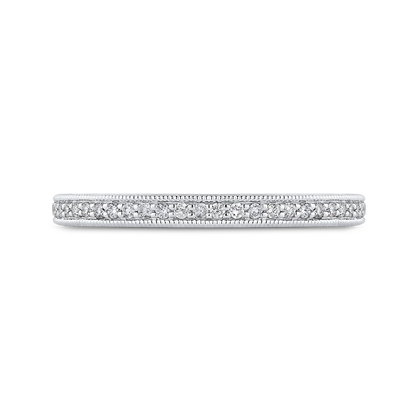 Round Diamond Half-Eternity Wedding Band in 14K White Gold