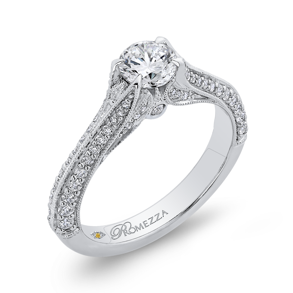 Split Shank Diamond Engagement Ring in 14K White Gold