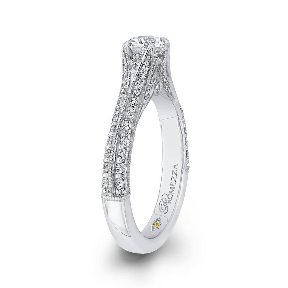 Split Shank Diamond Engagement Ring in 14K White Gold