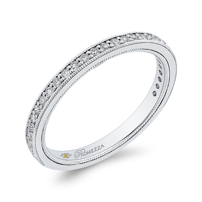Round Diamond Half-Eternity Wedding Band in 14K White Gold