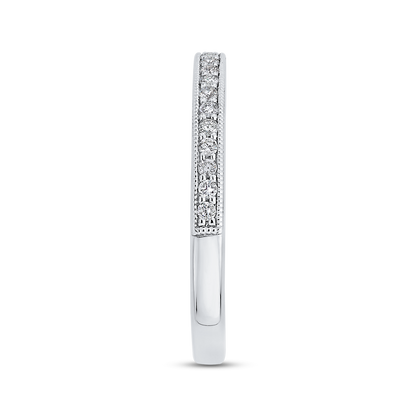 Round Diamond Half-Eternity Wedding Band in 14K White Gold