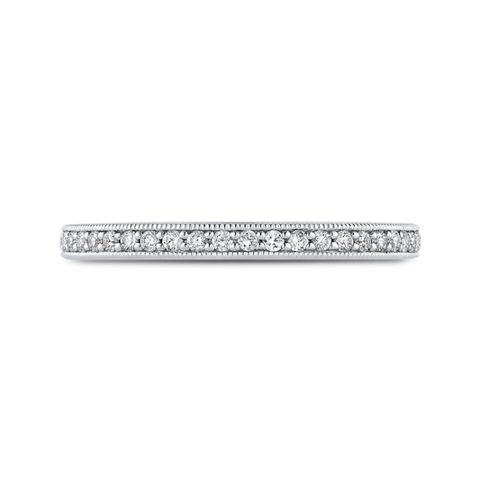 Round Diamond Half-Eternity Wedding Band in 14K White Gold