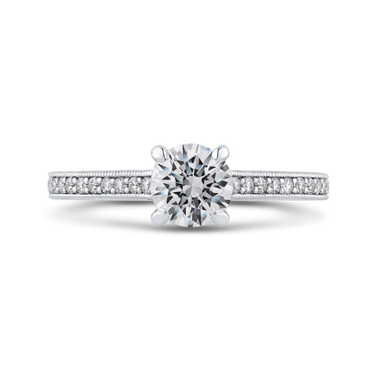 Round Diamond Cathedral Style Engagement Ring in 14K White Gold