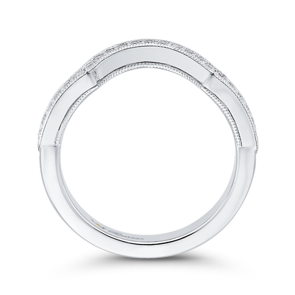 Round Diamond Half-Eternity Wedding Band in 14K White Gold
