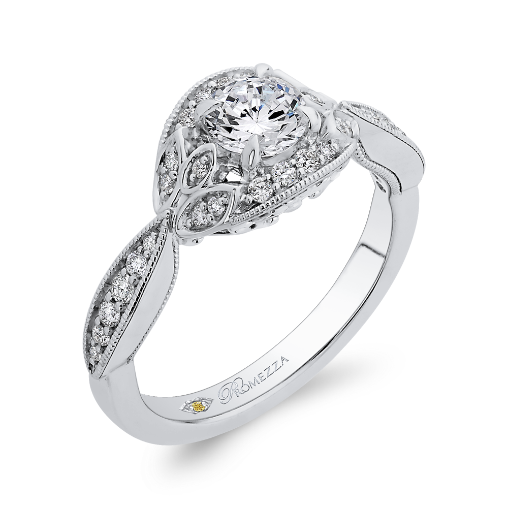 Round Diamond Engagement Ring in 14K White Gold