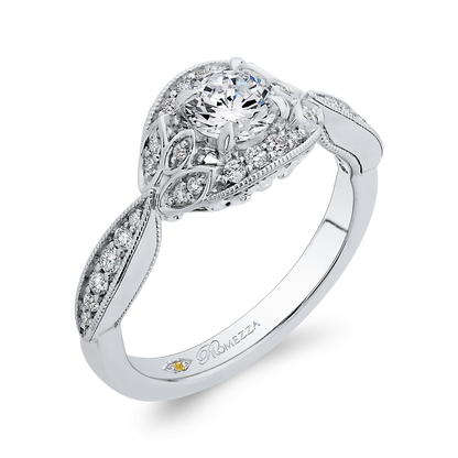 Round Diamond Engagement Ring in 14K White Gold