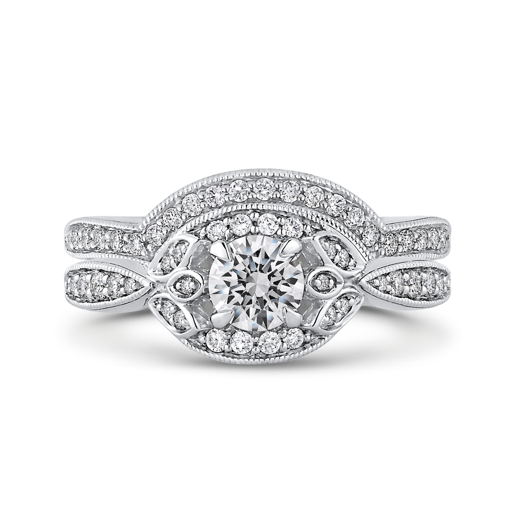 Round Diamond Engagement Ring in 14K White Gold