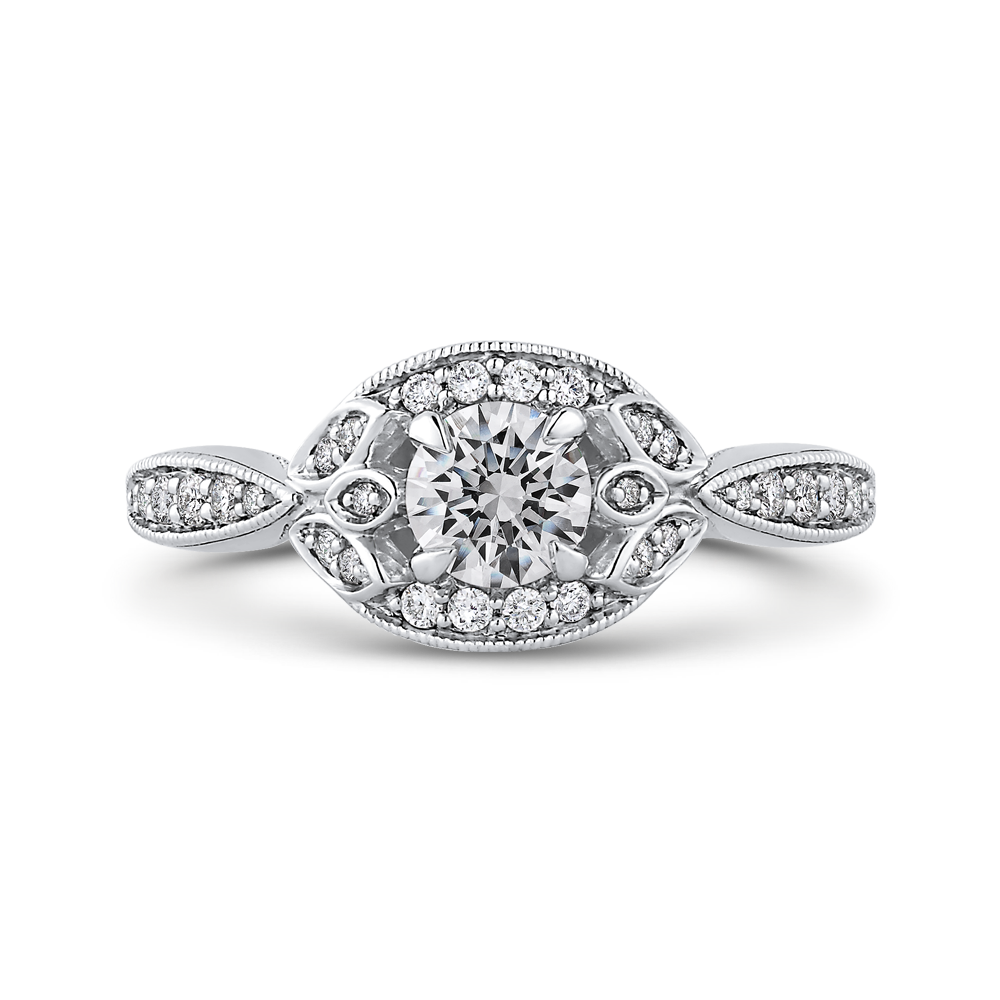 Round Diamond Engagement Ring in 14K White Gold