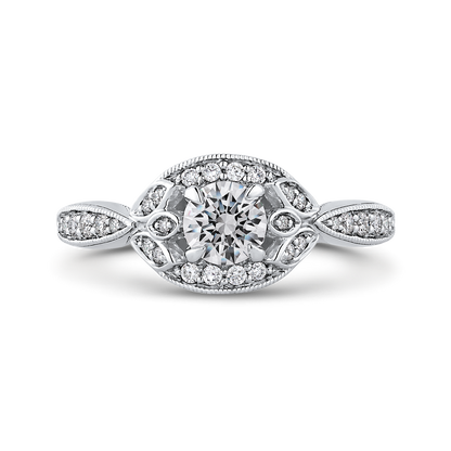 Round Diamond Engagement Ring in 14K White Gold