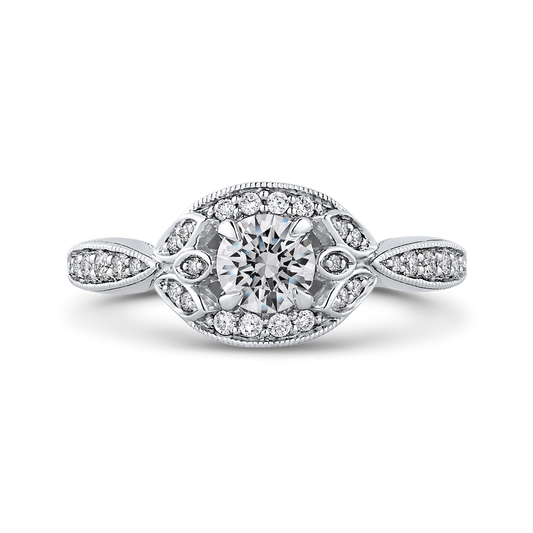 Round Diamond Engagement Ring in 14K White Gold